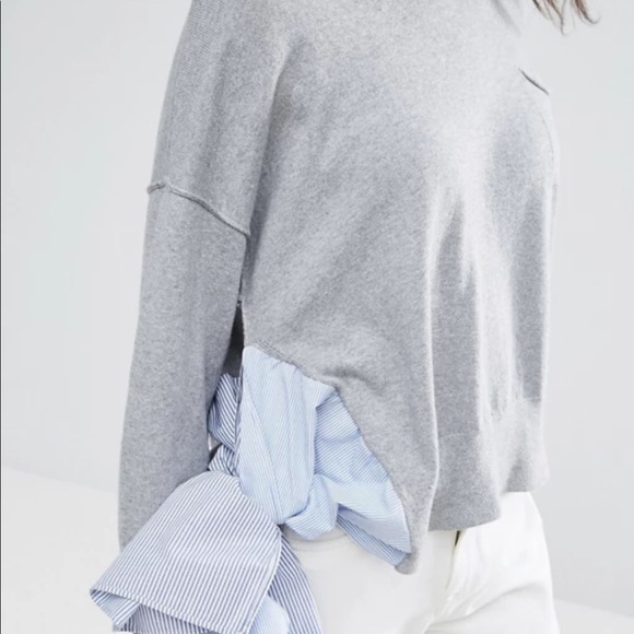 Boxy Sweater with Shirting Tie🆕 - Picture 2 of 9